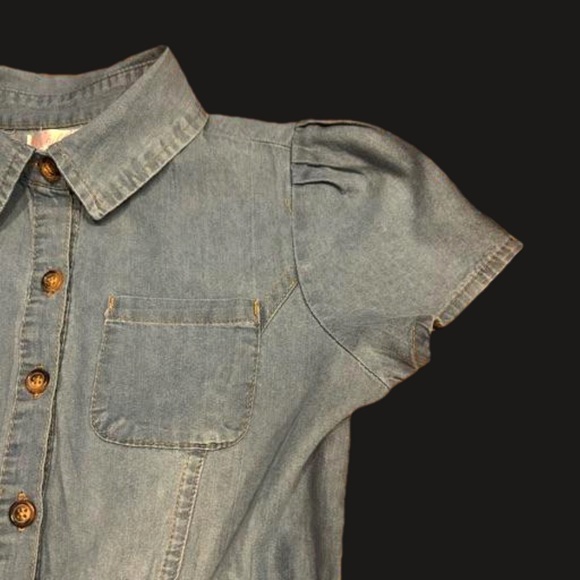 Size 10/12 Chillipea lightweight blue gray button down romper - Picture 5 of 13